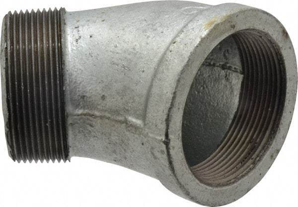 B&K Mueller - Class 150, 2" Galvanized Pipe 45° Street Elbow - Threaded, Malleable Iron - Apex Tool & Supply