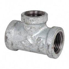 B&K Mueller - Class 150, 1/2 x 3/8" Galvanized Pipe Reducing Tee - Threaded, Malleable Iron - Apex Tool & Supply