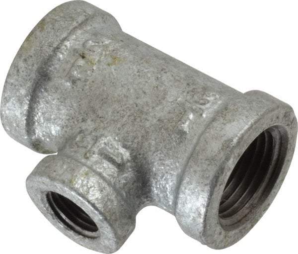 B&K Mueller - Class 150, 1/2 x 1/4" Galvanized Pipe Reducing Tee - Threaded, Malleable Iron - Apex Tool & Supply