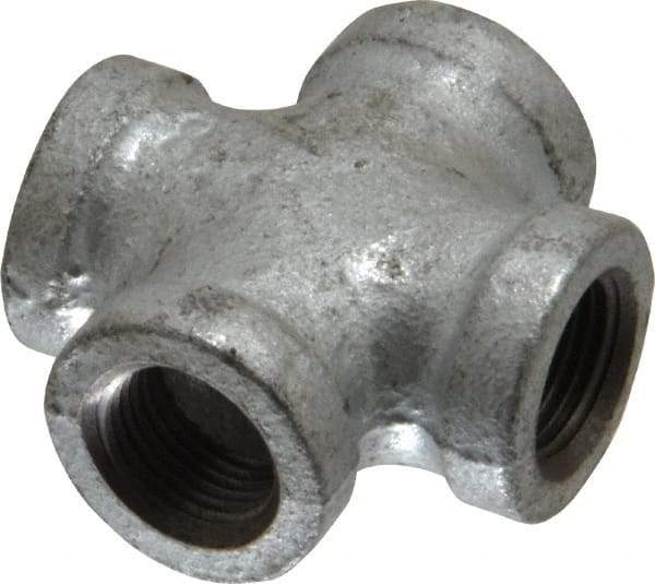 B&K Mueller - Class 150, 3/8" Galvanized Pipe Cross - Threaded, Malleable Iron - Apex Tool & Supply