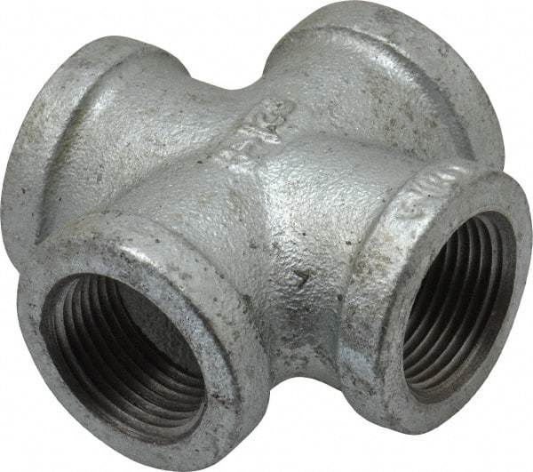 B&K Mueller - Class 150, 3/4" Galvanized Pipe Cross - Threaded, Malleable Iron - Apex Tool & Supply