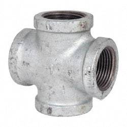 B&K Mueller - Class 150, 1" Galvanized Pipe Cross - Threaded, Malleable Iron - Apex Tool & Supply
