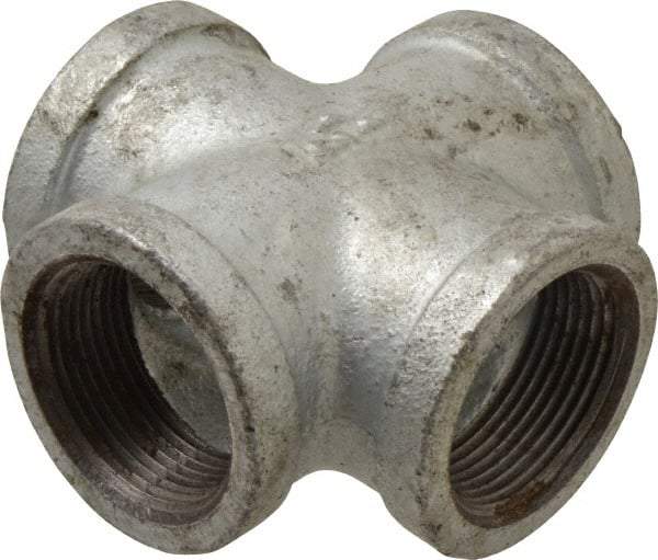 B&K Mueller - Class 150, 1-1/4" Galvanized Pipe Cross - Threaded, Malleable Iron - Apex Tool & Supply