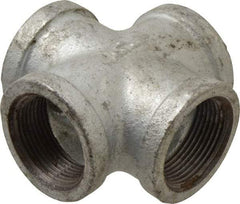 B&K Mueller - Class 150, 1-1/4" Galvanized Pipe Cross - Threaded, Malleable Iron - Apex Tool & Supply