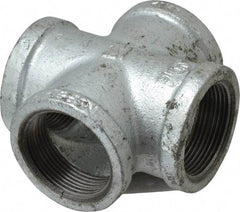 B&K Mueller - Class 150, 1-1/2" Galvanized Pipe Cross - Threaded, Malleable Iron - Apex Tool & Supply