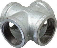 B&K Mueller - Class 150, 2" Galvanized Pipe Cross - Threaded, Malleable Iron - Apex Tool & Supply