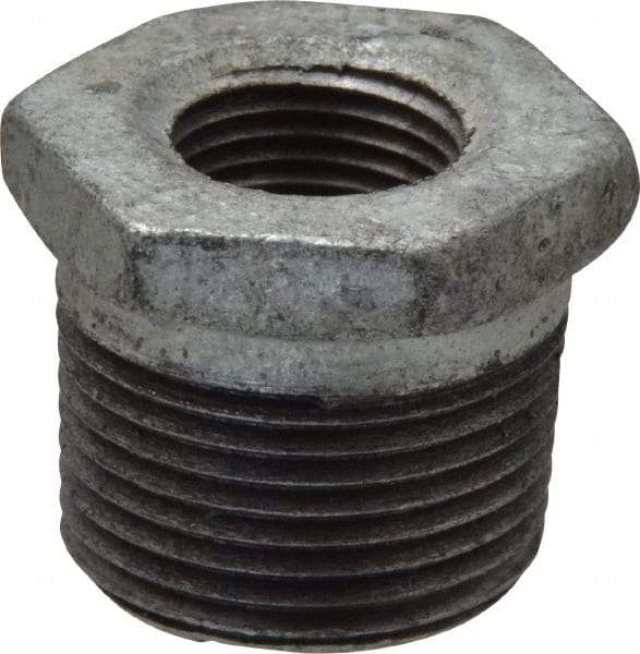B&K Mueller - Class 150, 3/4 x 3/8" Galvanized Pipe Hex Bushing - Threaded, Malleable Iron - Apex Tool & Supply