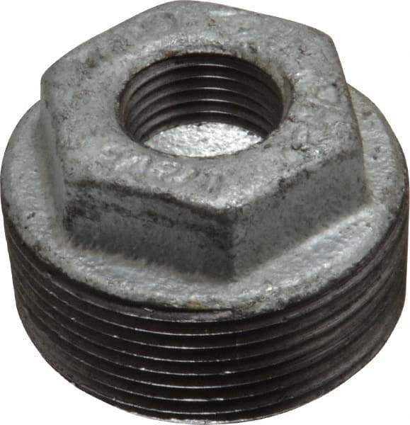 B&K Mueller - Class 150, 1-1/2 x 1/2" Galvanized Pipe Hex Bushing - Threaded, Malleable Iron - Apex Tool & Supply