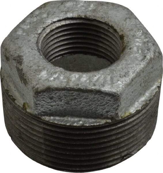 B&K Mueller - Class 150, 1-1/2 x 3/4" Galvanized Pipe Hex Bushing - Threaded, Malleable Iron - Apex Tool & Supply