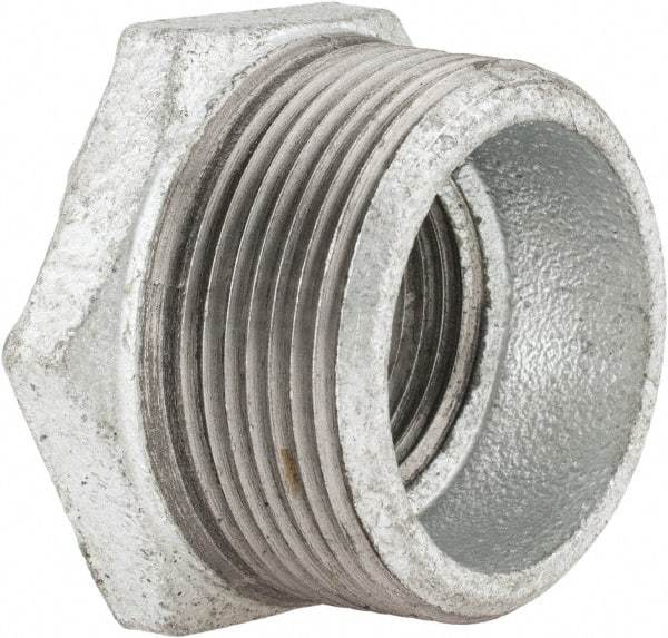 B&K Mueller - Class 150, 1-1/2 x 1" Galvanized Pipe Hex Bushing - Threaded, Malleable Iron - Apex Tool & Supply