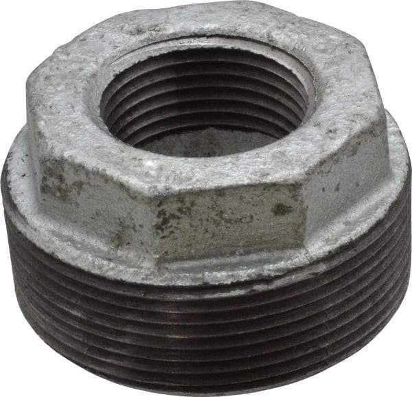 B&K Mueller - Class 150, 2 x 1" Galvanized Pipe Hex Bushing - Threaded, Malleable Iron - Apex Tool & Supply