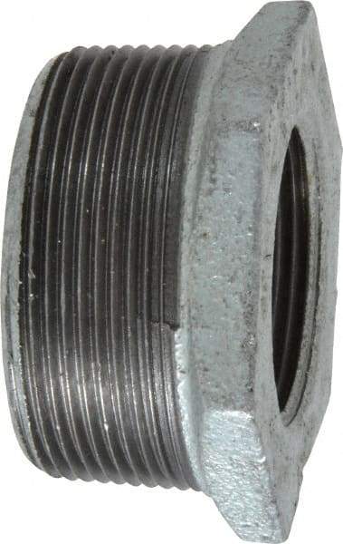 B&K Mueller - Class 150, 2 x 1-1/4" Galvanized Pipe Hex Bushing - Threaded, Malleable Iron - Apex Tool & Supply
