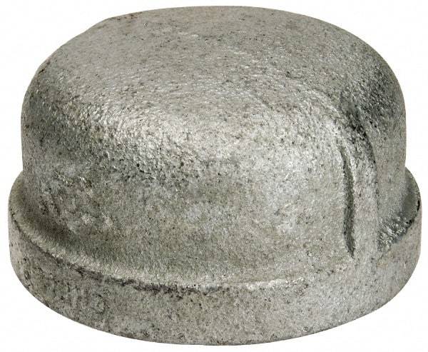 B&K Mueller - Class 150, 1-1/2" Galvanized Pipe End Cap - Threaded, Malleable Iron - Apex Tool & Supply