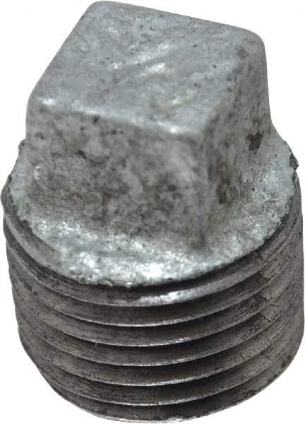 B&K Mueller - Class 150, 1/2" Galvanized Pipe Square Plug - Threaded, Malleable Iron - Apex Tool & Supply