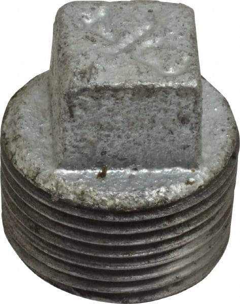 B&K Mueller - Class 150, 3/4" Galvanized Pipe Square Plug - Threaded, Malleable Iron - Apex Tool & Supply