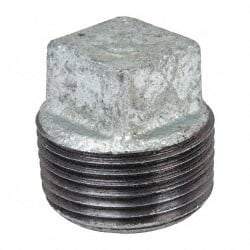 B&K Mueller - Class 150, 1" Galvanized Pipe Square Plug - Threaded, Malleable Iron - Apex Tool & Supply