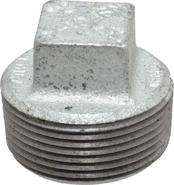 B&K Mueller - Class 150, 1-1/4" Galvanized Pipe Square Plug - Threaded, Malleable Iron - Apex Tool & Supply