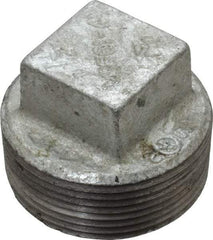 B&K Mueller - Class 150, 1-1/2" Galvanized Pipe Square Plug - Threaded, Malleable Iron - Apex Tool & Supply
