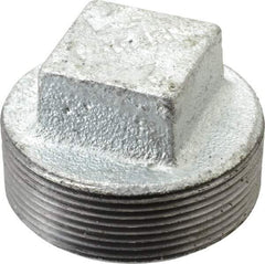 B&K Mueller - Class 150, 2" Galvanized Pipe Square Plug - Threaded, Malleable Iron - Apex Tool & Supply