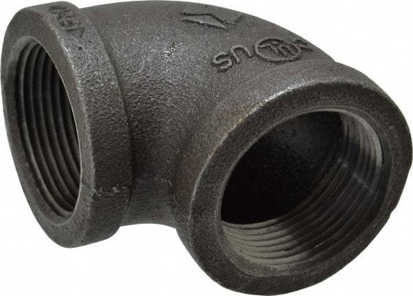 Value Collection - Size 1-1/4", Class 150, Malleable Iron Black Pipe 90° Elbow - 150 psi, Threaded End Connection - Apex Tool & Supply