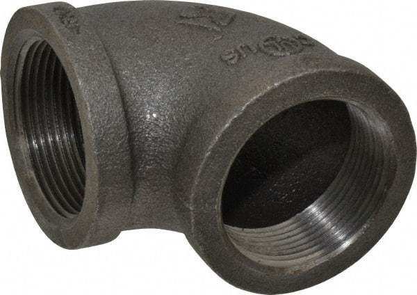 Value Collection - Size 1-1/2", Class 150, Malleable Iron Black Pipe 90° Elbow - 150 psi, Threaded End Connection - Apex Tool & Supply