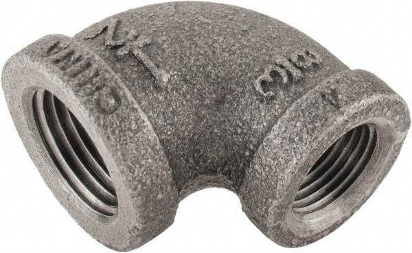 B&K Mueller - Size 1/2 x 3/8", Class 150, Malleable Iron Black Pipe 90° Reducing Elbow - 150 psi, Threaded End Connection - Apex Tool & Supply
