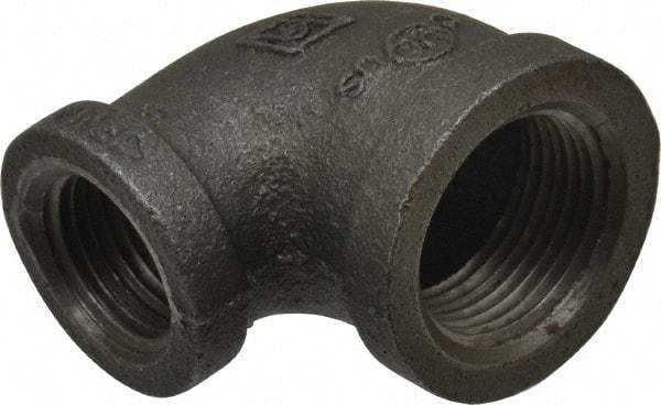 B&K Mueller - Size 3/4 x 1/2", Class 150, Malleable Iron Black Pipe 90° Reducing Elbow - 150 psi, Threaded End Connection - Apex Tool & Supply