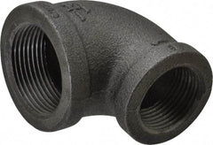 B&K Mueller - Size 1-1/4 x 1", Class 150, Malleable Iron Black Pipe 90° Reducing Elbow - 150 psi, Threaded End Connection - Apex Tool & Supply