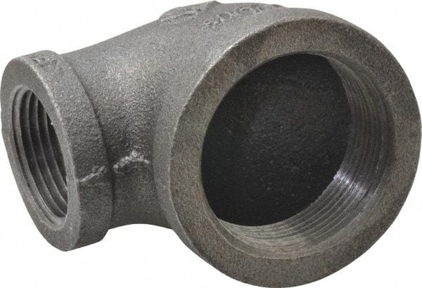 B&K Mueller - Size 1-1/2 x 1", Class 150, Malleable Iron Black Pipe 90° Reducing Elbow - 150 psi, Threaded End Connection - Apex Tool & Supply