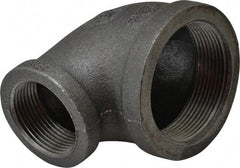 B&K Mueller - Size 2 x 1-1/4", Class 150, Malleable Iron Black Pipe 90° Reducing Elbow - 150 psi, Threaded End Connection - Apex Tool & Supply