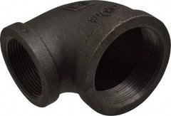 B&K Mueller - Size 2 x 1-1/2", Class 150, Malleable Iron Black Pipe 90° Reducing Elbow - 150 psi, Threaded End Connection - Apex Tool & Supply