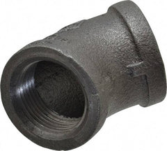 B&K Mueller - Size 1", Class 150, Malleable Iron Black Pipe 45° Elbow - 150 psi, Threaded End Connection - Apex Tool & Supply