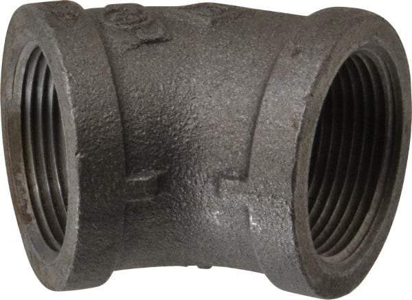 B&K Mueller - Size 1-1/4", Class 150, Malleable Iron Black Pipe 45° Elbow - 150 psi, Threaded End Connection - Apex Tool & Supply