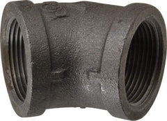 B&K Mueller - Size 1-1/4", Class 150, Malleable Iron Black Pipe 45° Elbow - 150 psi, Threaded End Connection - Apex Tool & Supply