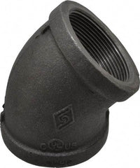 B&K Mueller - Size 2", Class 150, Malleable Iron Black Pipe 45° Elbow - 150 psi, Threaded End Connection - Apex Tool & Supply