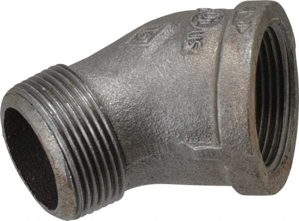 B&K Mueller - Size 1-1/4", Class 150, Malleable Iron Black Pipe 45° Street Elbow - 150 psi, Threaded End Connection - Apex Tool & Supply