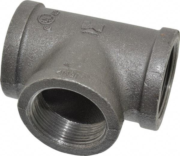 Value Collection - Size 1-1/2", Class 150, Malleable Iron Black Pipe Tee - 150 psi, Threaded End Connection - Apex Tool & Supply