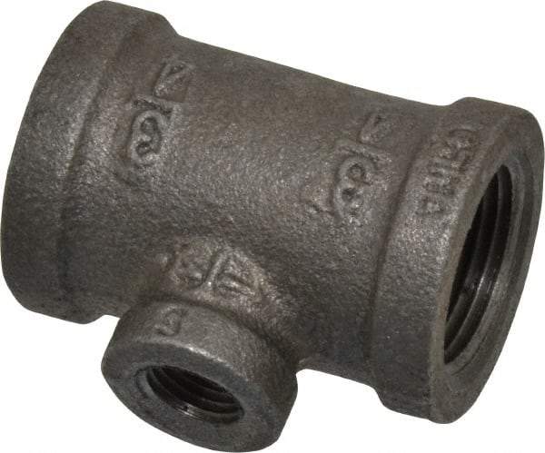 B&K Mueller - Size 3/4 x 1/4", Class 150, Malleable Iron Black Pipe Reducing Tee - 150 psi, Threaded End Connection - Apex Tool & Supply