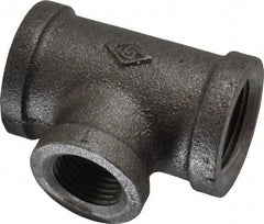 B&K Mueller - Size 3/4 x 1/2", Class 150, Malleable Iron Black Pipe Reducing Tee - 150 psi, Threaded End Connection - Apex Tool & Supply