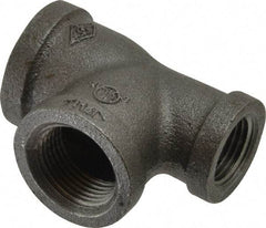 B&K Mueller - Size 3/4 x 1/2 x 3/4", Class 150, Malleable Iron Black Pipe Reducing Tee - 150 psi, Threaded End Connection - Apex Tool & Supply