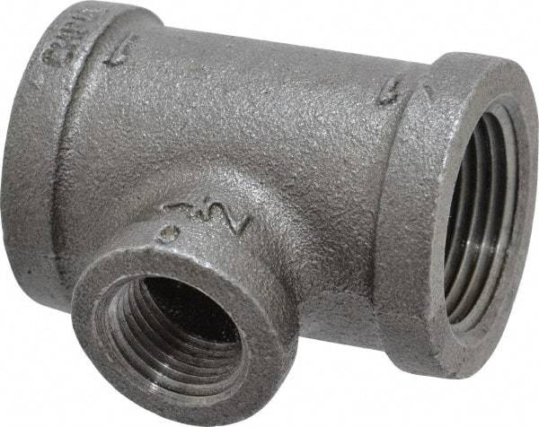 B&K Mueller - Size 1 x 1/2", Class 150, Malleable Iron Black Pipe Reducing Tee - 150 psi, Threaded End Connection - Apex Tool & Supply