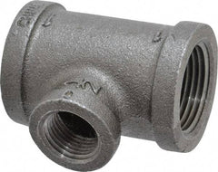 B&K Mueller - Size 1 x 1/2", Class 150, Malleable Iron Black Pipe Reducing Tee - 150 psi, Threaded End Connection - Apex Tool & Supply