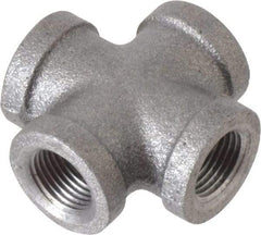 B&K Mueller - Size 3/8", Class 150, Malleable Iron Black Pipe Cross - 150 psi, Threaded End Connection - Apex Tool & Supply