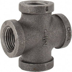 B&K Mueller - Size 1/2", Class 150, Malleable Iron Black Pipe Cross - 150 psi, Threaded End Connection - Apex Tool & Supply