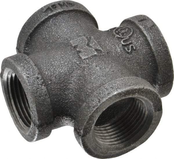 Value Collection - Size 3/4", Class 150, Malleable Iron Black Pipe Cross - 150 psi, Threaded End Connection - Apex Tool & Supply