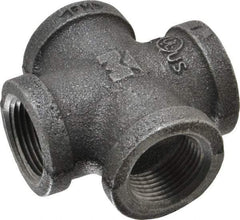 Value Collection - Size 3/4", Class 150, Malleable Iron Black Pipe Cross - 150 psi, Threaded End Connection - Apex Tool & Supply