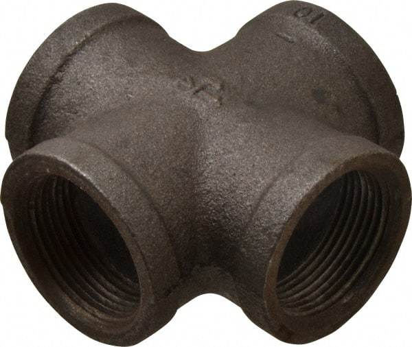 B&K Mueller - Size 1-1/4", Class 150, Malleable Iron Black Pipe Cross - 150 psi, Threaded End Connection - Apex Tool & Supply