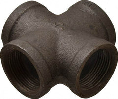 B&K Mueller - Size 1-1/4", Class 150, Malleable Iron Black Pipe Cross - 150 psi, Threaded End Connection - Apex Tool & Supply