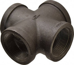 B&K Mueller - Size 1-1/2", Class 150, Malleable Iron Black Pipe Cross - 150 psi, Threaded End Connection - Apex Tool & Supply