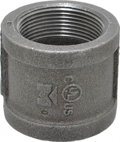B&K Mueller - Size 1-1/2", Class 150, Malleable Iron Black Pipe Coupling - 150 psi, Threaded End Connection - Apex Tool & Supply